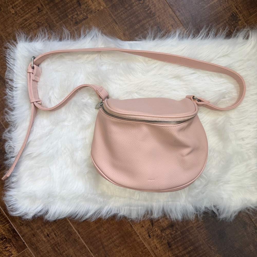 Colab Vegan Leather Crossbody Bag Light Pink Handbag Purse Adjustable Strap